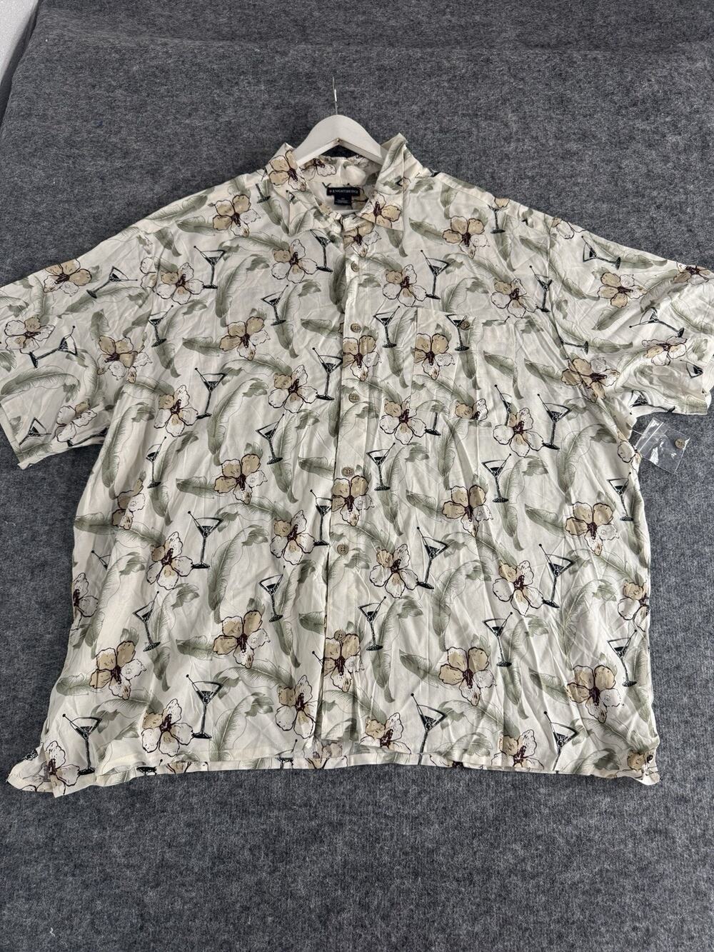 Knightsbridge Hawaiian Shirt Men 4X Big 3XL Floral Coctail Aloha Camp Rayon N162